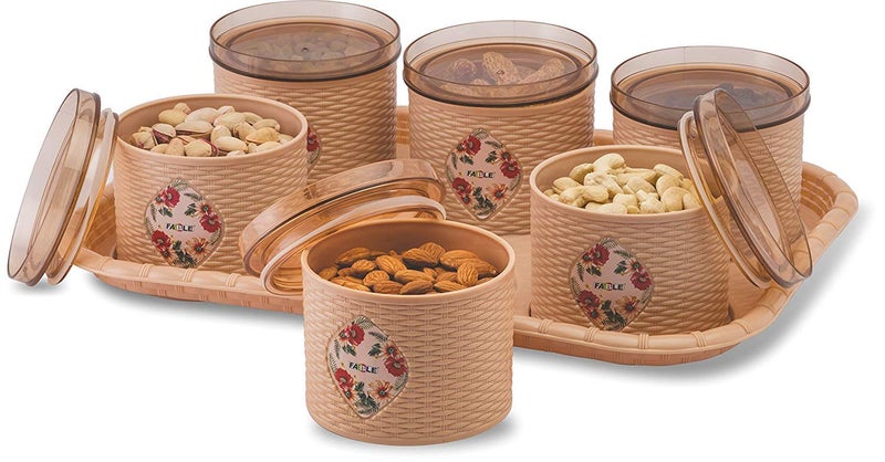 Nabhya Plastic Spice Container with Lid - 500 ml, 6 Pieces, Brown - Image 4