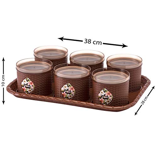 Nabhya Plastic Spice Container with Lid - 500 ml, 6 Pieces, Brown - Image 2