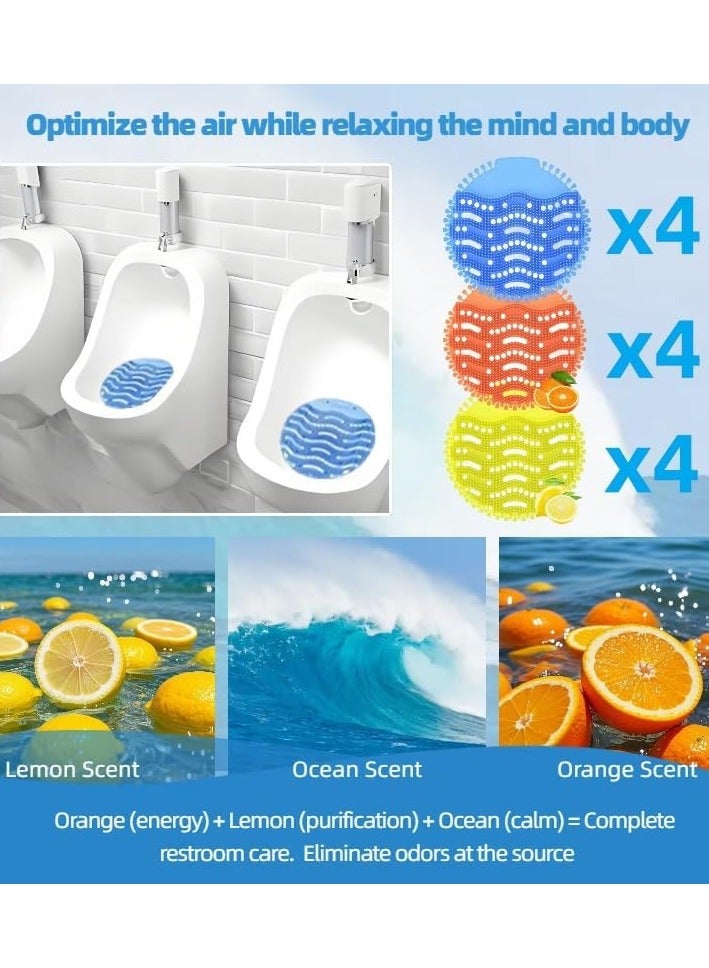 12 Pack Urinal Screen Deodorizer, Long-Lasting Fragrance Urinal Cakes with Anti-Splash Design and Free Gloves, for Men's Bathroom, Offices, Schools, and Hotels - Image 4