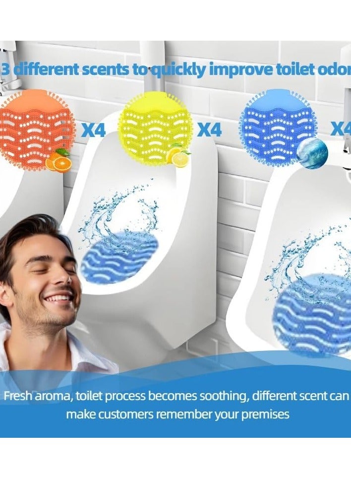 12 Pack Urinal Screen Deodorizer, Long-Lasting Fragrance Urinal Cakes with Anti-Splash Design and Free Gloves, for Men's Bathroom, Offices, Schools, and Hotels - Image 3