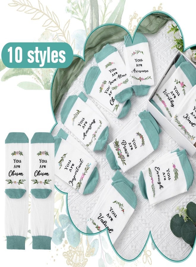 Skicuff جوارب Skicuff 10 أزواج جوارب مسيحية لعيد الميلاد، هدايا دينية نسائية، جوارب قطنية "أنتِ رائعة" (لون أخضر فاتح) - Image 3