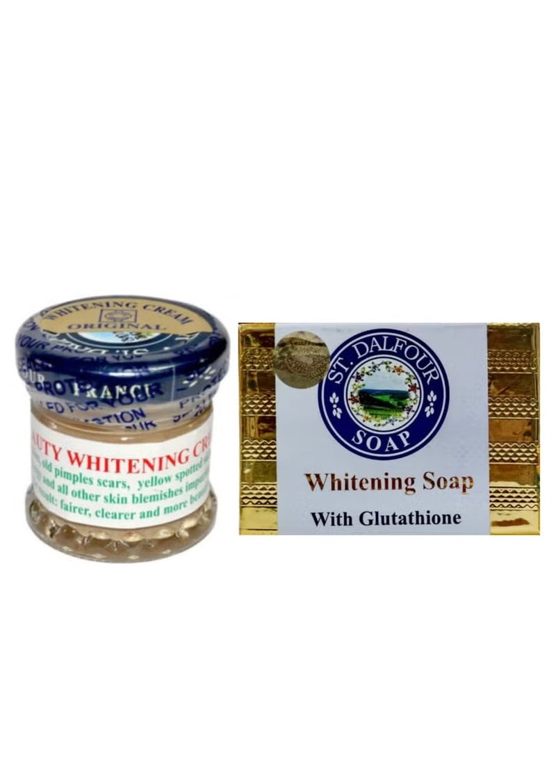St.Dalfour Whitening Soap with Glutathione, Vitamin C & E + Excel Beauty Whitening Cream 