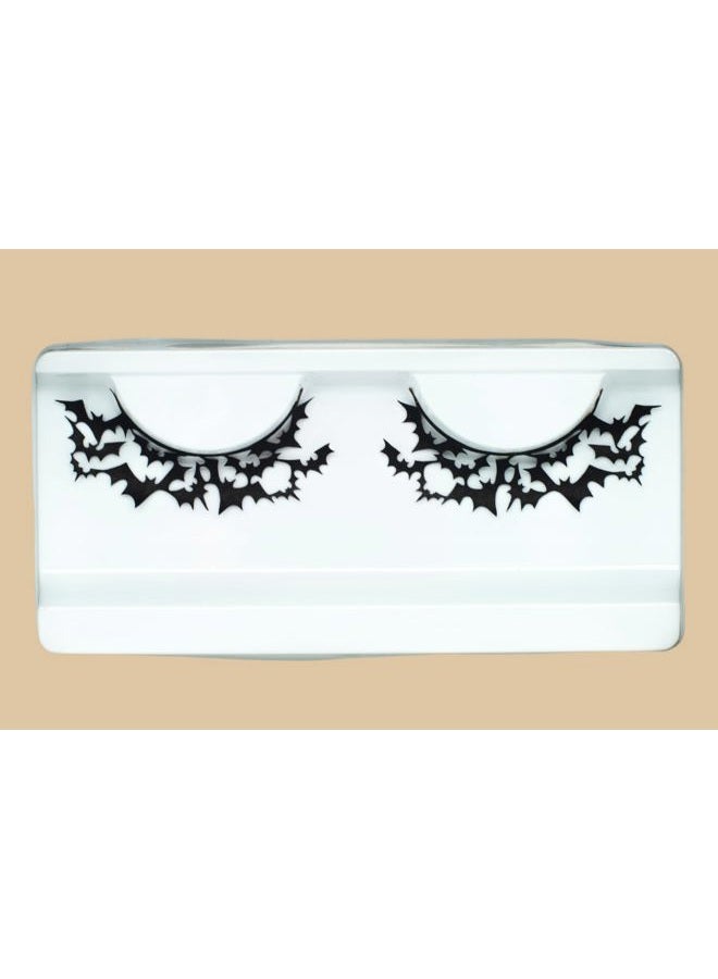 EMILYSTORES Bat Costume Thunder Halloween Eyelashes for Ghost Yzma Vampire Masquerade Fancy Fashion Cosplay Party Look Black Lace Lashes 1 Pair - Image 3
