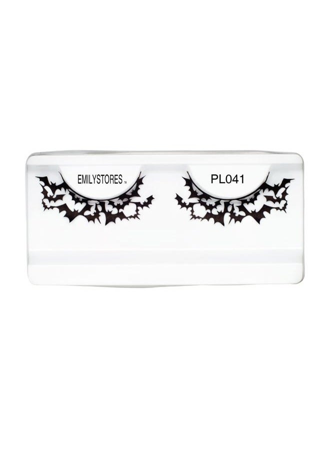 EMILYSTORES Bat Costume Thunder Halloween Eyelashes for Ghost Yzma Vampire Masquerade Fancy Fashion Cosplay Party Look Black Lace Lashes 1 Pair - Image 1