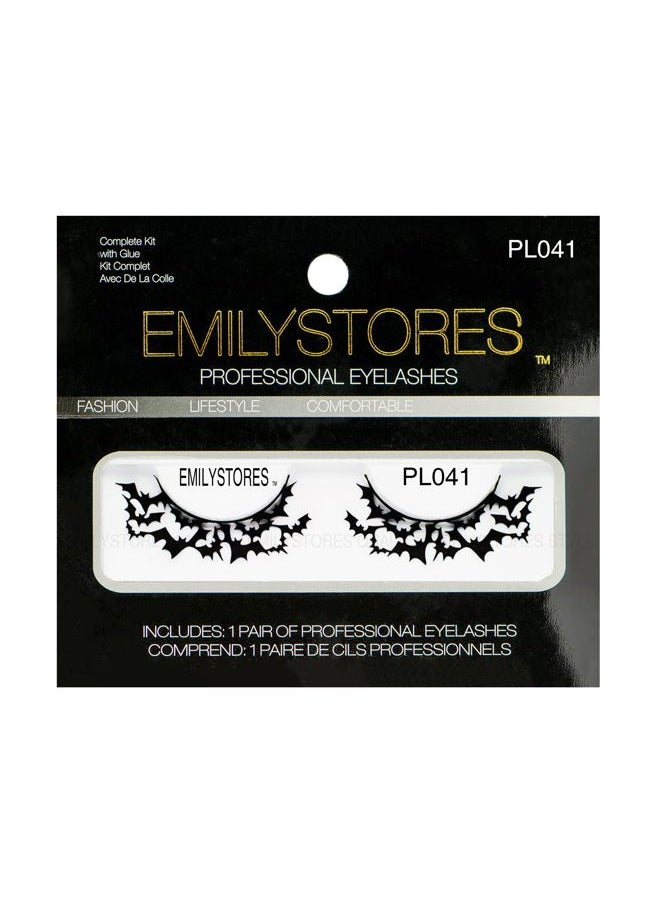 EMILYSTORES Bat Costume Thunder Halloween Eyelashes for Ghost Yzma Vampire Masquerade Fancy Fashion Cosplay Party Look Black Lace Lashes 1 Pair - Image 2