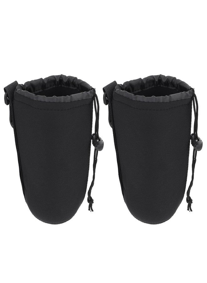 SHOWERORO 2Pcs Neoprene Camera Lens Bag Pouch for Dslr Lens - Lightweight Water-Resistant Secure Drawstring Closure Size S - Image 1