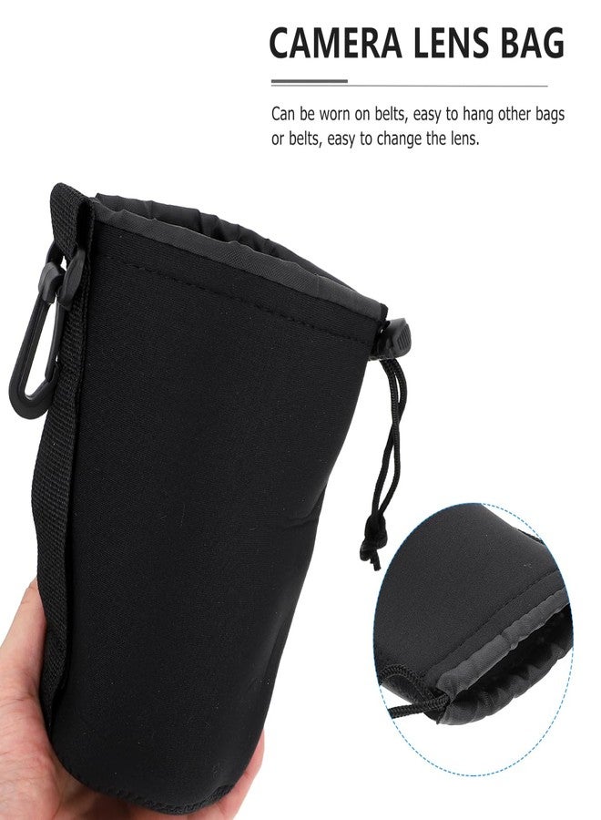 SHOWERORO 2Pcs Neoprene Camera Lens Bag Pouch for Dslr Lens - Lightweight Water-Resistant Secure Drawstring Closure Size S - Image 4