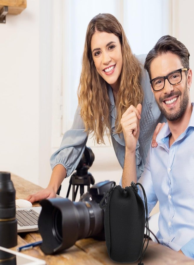 SHOWERORO 2Pcs Neoprene Camera Lens Bag Pouch for Dslr Lens - Lightweight Water-Resistant Secure Drawstring Closure Size S - Image 3