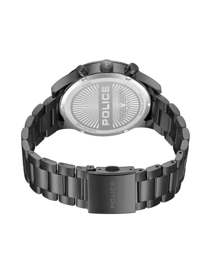 POLICE Men's Police Driver Iii Gun Metal Stainless Steel Bracelet Round Stainless Steel Case Gents Watch - 43.5 x 50.8mm
