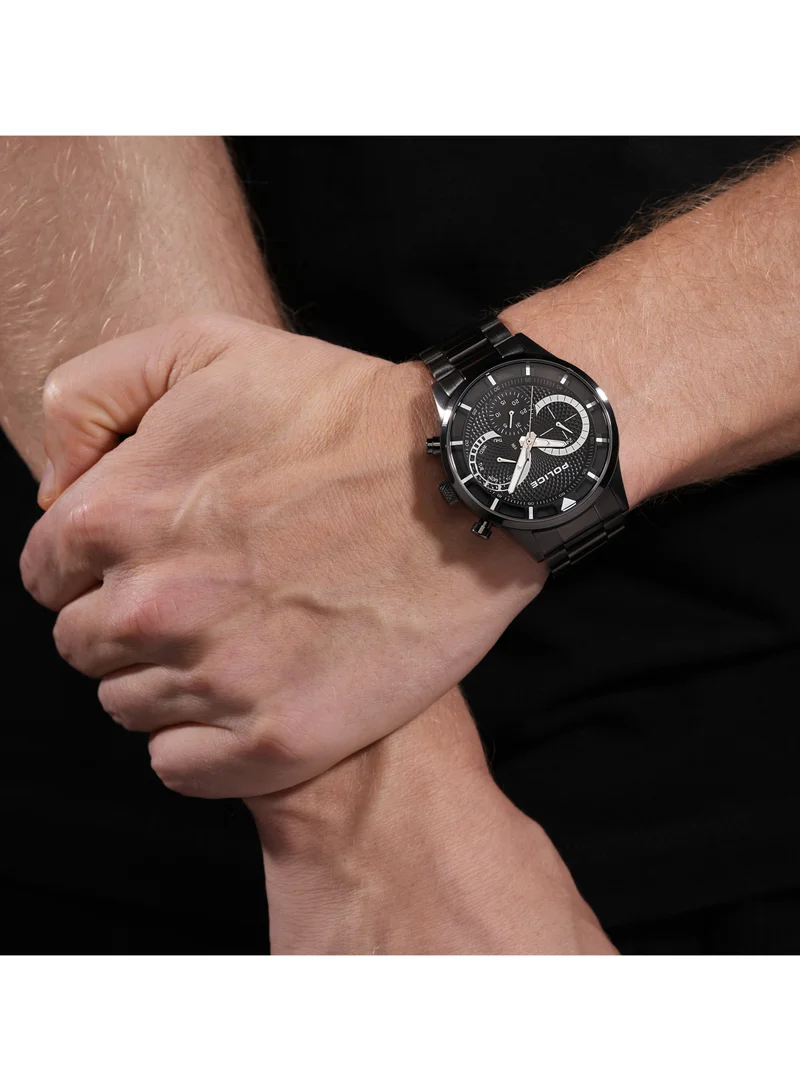 POLICE Men's Police Driver Iii Gun Metal Stainless Steel Bracelet Round Stainless Steel Case Gents Watch - 43.5 x 50.8mm
