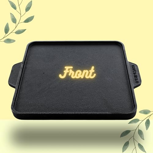 Trilonium Triple-Seasoned Cast Iron Square Reversible Grill Griddle Tawa 27 cms / 10.5 inches - Image 4