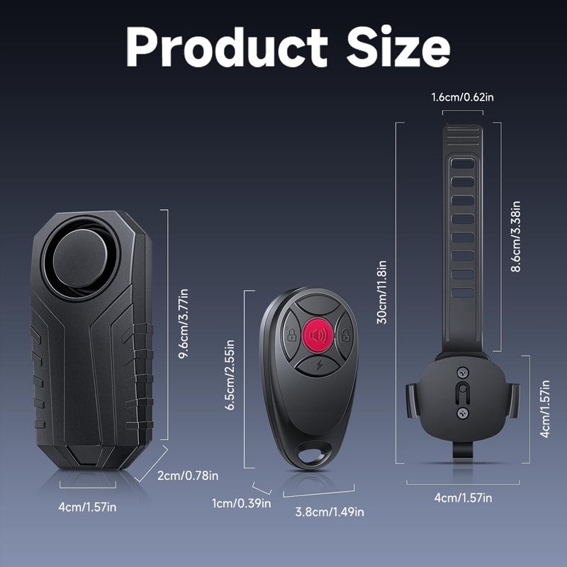 أونفيان مجموعة إنفيان لإنذار الدراجات، إنذار دراجة نارية قابل لإعادة الشحن عبر USB مع جهاز تحكم عن بعد، نظام إنذار أمني مقاوم للماء لاسلكي مضاد للسرقة مع مستشعر الاهتزاز والحركة، إكسسوارات دراجات للدراجات الكهربائية والدراجات البخارية والسيارة - Image 4