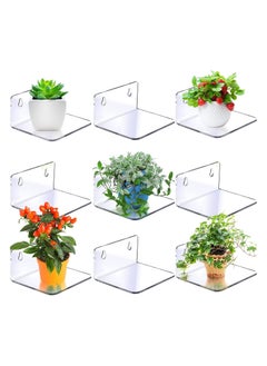 9 Pcs 4 Inch Small Acrylic Shelves for Wall Shelves Organizer | Mini Acrylic Display Shelf Wall-Mounted Floating Shelves, Bookshelf, Toys Figure Display Shelf for Living Room, Bedroom, Bathroom, Kids Room