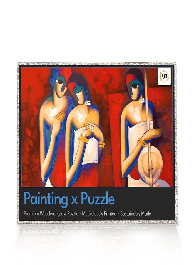 91Knots Painting x Puzzle Series | Contemporary Indian Art | 1000 Pieces Wooden Jigsaw Puzzles for Adults (1000 Pieces, in Love) - Image 1