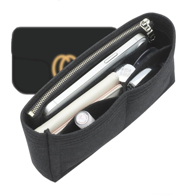 Doxo Purse Organizer Insert Compatible with GG Marmont Small Shoulder Bag, Custom Fit Inside Premium Bag Organizer Lightweight Purse Insert with Zipper, Handbag & Tote Shaper, Black/S - Image 1