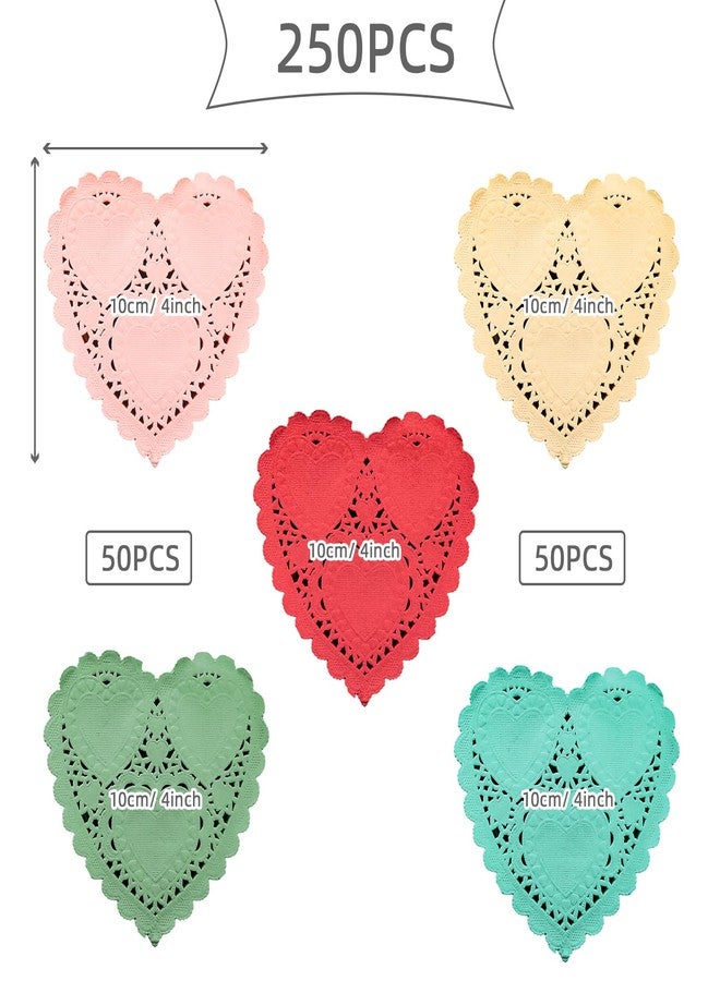 Craftask 250 Pcs 4 Inch Valentine Heart Doilies Paper Lace Doilies, Valentine’s Day and Wedding Decorations (Mixed Color 1) - Image 2
