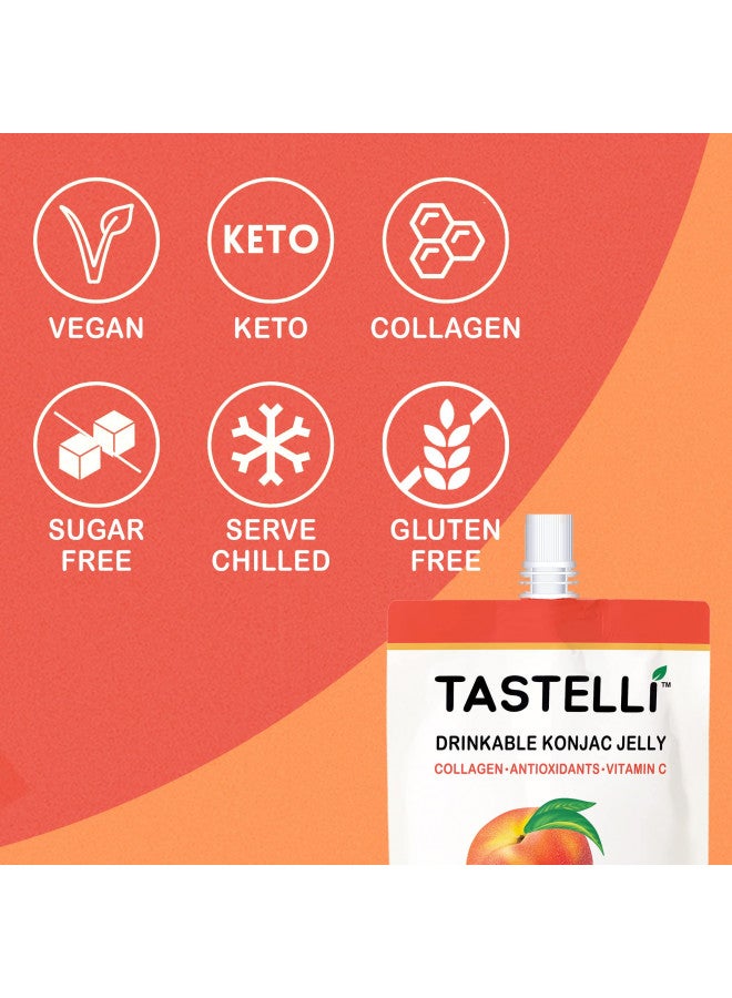 Tastelli Tastelli Konjac Jelly Infused with Collagen Drink + Vitamin C + Antioxidants / 10 Calories, Vegan, Zero Sugar/Healthy Drinkable Dessert Pouch / (Peach) - 150mL x 10 Pouches  - Image 2