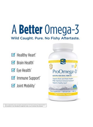 Nordic Naturals ProOmega-D, Lemon Flavor - 120 Soft Gels - 1280 mg Omega-3 + 1000 IU D3 - High-Potency Fish Oil - EPA & DHA - Brain, Eye, Heart, Joint, & Immune Health - Non-GMO - 60 Servings - pzsku/Z00FA07E9FB5DFD9A542CZ/45/_/1739864377/8386c87a-aa5a-43c9-99a9-979e4ace8a98
