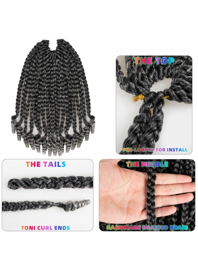 hahoness 7 Packs 10 Inches Goddess Box Braid Crochet Hair with Toni Curl Ends for Black Women,Mother and Baby Kids - Ombre Gray, Bohemian Box Braids Crochet Hair (105 Strands,T1B/Gray) - Image 4