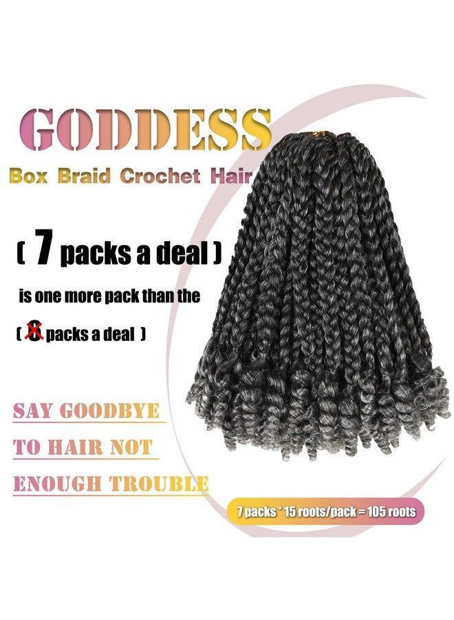hahoness 7 Packs 10 Inches Goddess Box Braid Crochet Hair with Toni Curl Ends for Black Women,Mother and Baby Kids - Ombre Gray, Bohemian Box Braids Crochet Hair (105 Strands,T1B/Gray) - Image 2