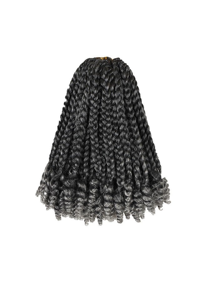 hahoness 7 Packs 10 Inches Goddess Box Braid Crochet Hair with Toni Curl Ends for Black Women,Mother and Baby Kids - Ombre Gray, Bohemian Box Braids Crochet Hair (105 Strands,T1B/Gray) - Image 1