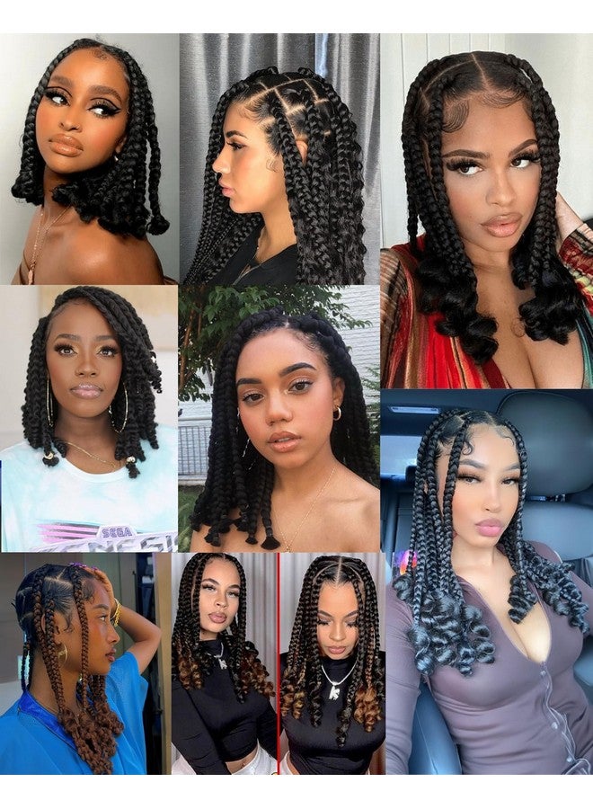 hahoness 7 Packs 10 Inches Goddess Box Braid Crochet Hair with Toni Curl Ends for Black Women,Mother and Baby Kids - Ombre Gray, Bohemian Box Braids Crochet Hair (105 Strands,T1B/Gray) - Image 5