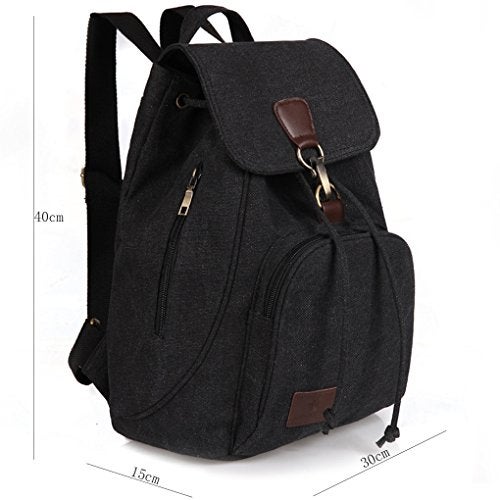 WITERY Backpack Purse for Women- Casual Daypack Small Canvas Backpack with Flap Drawstring, Ladies Multi-Pocket College Bookbag Shoulder Bag Travel Bag for Work Daily Trip - Image 5