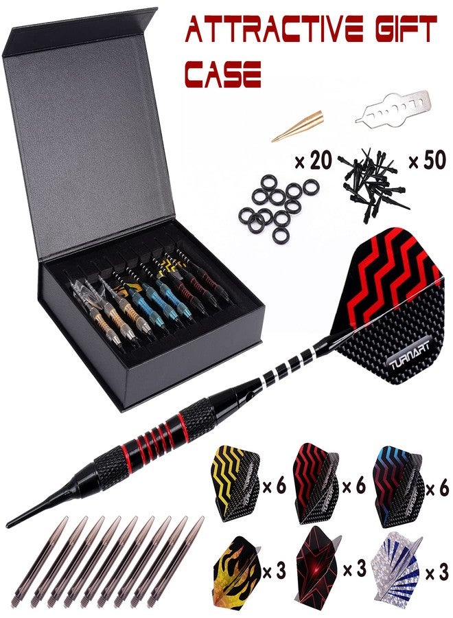 Turnart Darts Plastic Tip - Professional Soft Tip Darts Set for Electronic Dartboard 9 Pcs 18 Grams with 50 Extra Tips 9 Shafts 27 Flights Tool Kit Flight Protectors and Gift Darts Case - Image 2