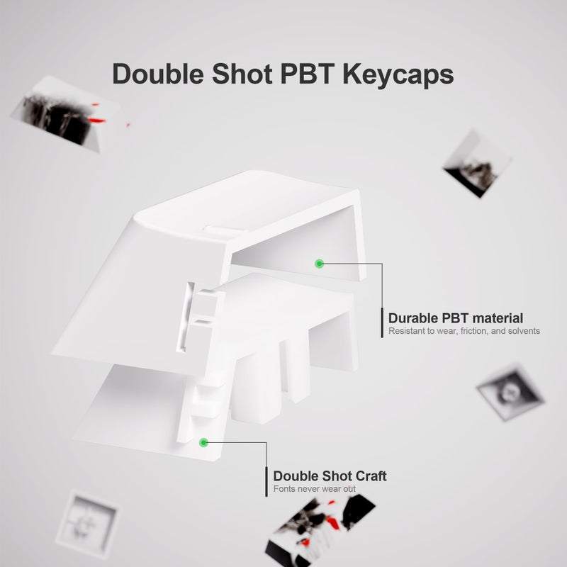 HITIME أغطية مفاتيح XVX PBT - أغطية مفاتيح مطبوعة من الجانب، أغطية مفاتيح مخصصة تتألق، مجموعة أغطية مفاتيح بتقنية صب الصبغة ولقطة مزدوجة، 128 مفتاح بتصميم شجرة الكرز لأغطية مفاتيح لوحات المفاتيح الميكانيكية، زهرة البرقوق - Image 5