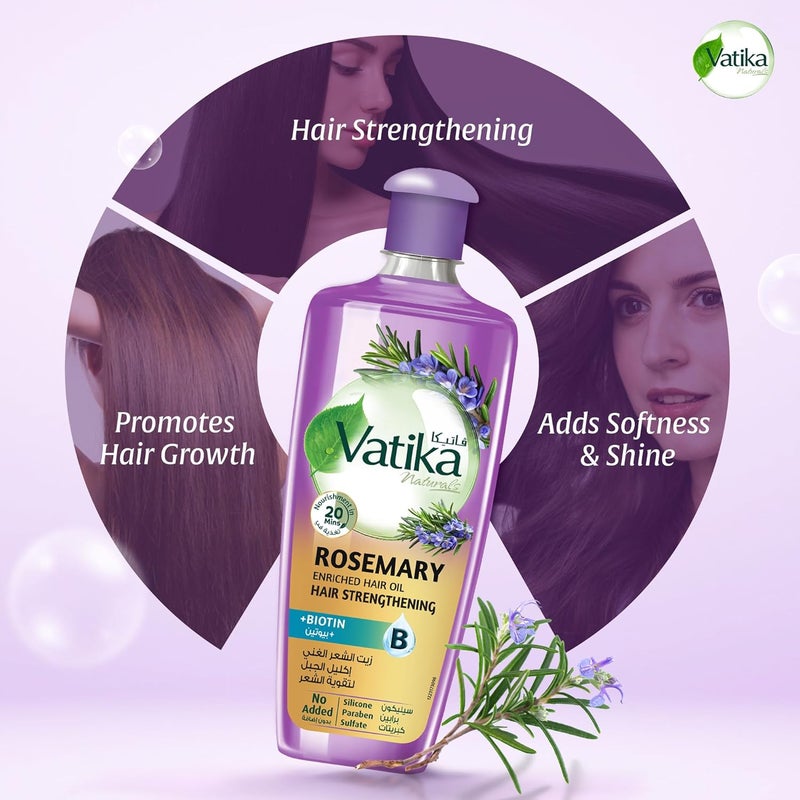 VATIKA زيت شعر فاتيكا ناتشورالز المعزز بإكليل الجبل مع البيوتين - 300 مل - Image 5