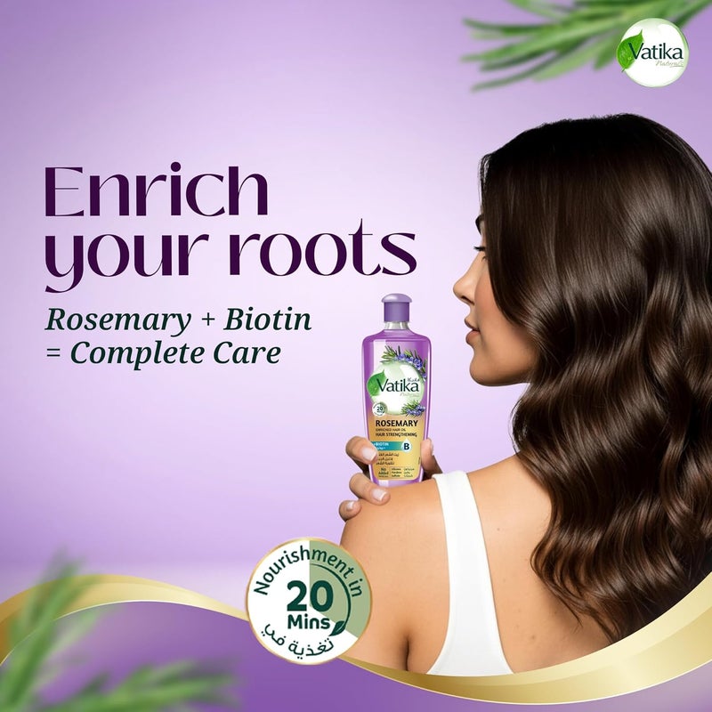 VATIKA زيت شعر فاتيكا ناتشورالز المعزز بإكليل الجبل مع البيوتين - 300 مل - Image 2