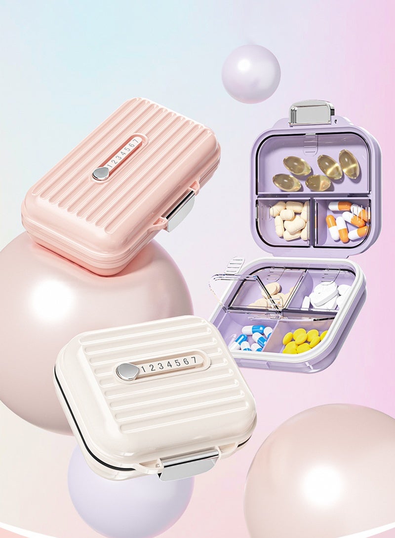 لبونير منظم أقراص للسفر، علبة أقراص محمولة لحفظ الأقراص لمدة 7 أيام علبة أقراص مضادة للرطوبة وحافظة فيتامينات يومية مضادة للرطوبة للفيتامينات والمكملات الغذائية ومتعقب الأدوية (بنفسجي صغير) - Image 4