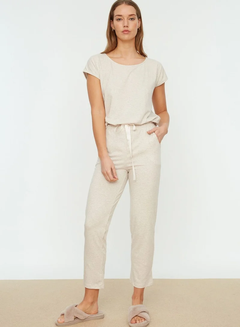 trendyol Round Neck Knitted Top & Pyjama Set