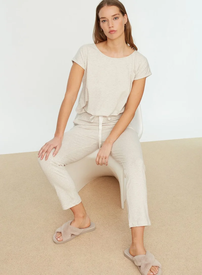 trendyol Round Neck Knitted Top & Pyjama Set