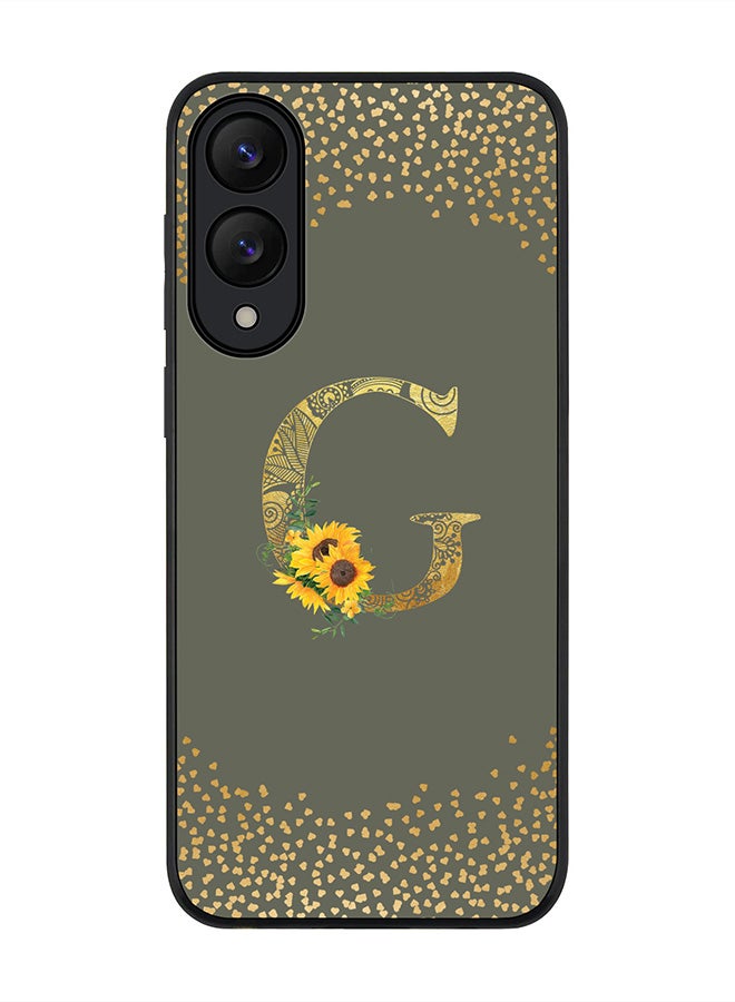 Stylizedd For Samsung Galaxy S25 Edge Case,Slim fit Camera Protection, Shockproof Thin Phone cover  - Custom Floral Monogram - G  (Olive Green )