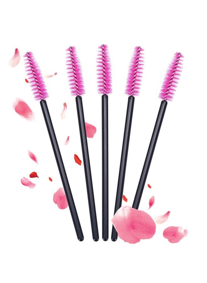 BTYMS - 100 Pieces Disposable Spoolies Brush Eyelash Mascara Brushes Lash Wands Applicator Eyebrow Brush For Lash Extension Pink - Image 1