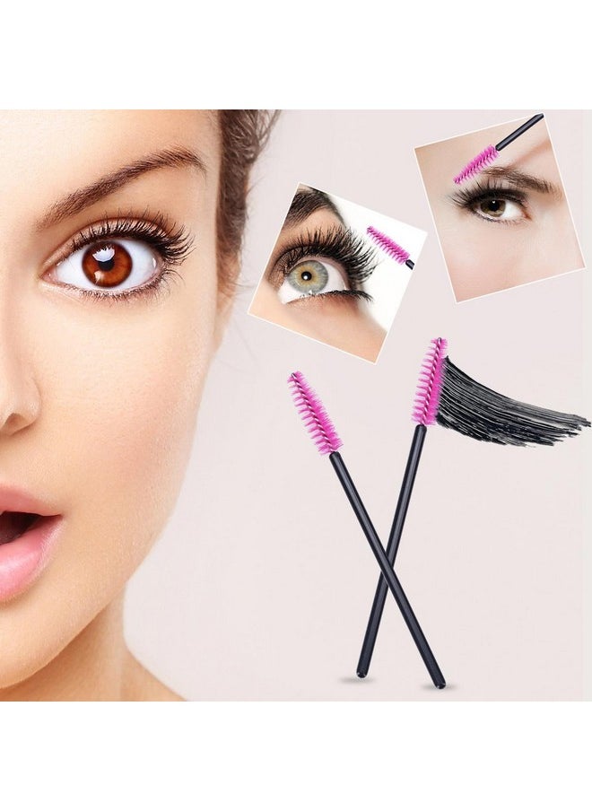 BTYMS - 100 Pieces Disposable Spoolies Brush Eyelash Mascara Brushes Lash Wands Applicator Eyebrow Brush For Lash Extension Pink - Image 1