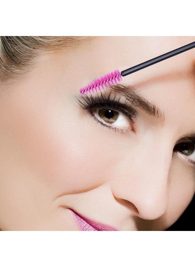 BTYMS - 100 Pieces Disposable Spoolies Brush Eyelash Mascara Brushes Lash Wands Applicator Eyebrow Brush For Lash Extension Pink - Image 1