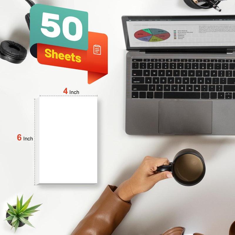 Nichela Note Pads - Memo Pads - Blank Scratch Pads - Small Notepad Writing Pads for Taking Notes and Task Allocation â€“ Easy to Peel â€“ 80gsm Papers with Cardboard Backing â€“ 50 Sheets â€“ Pack of 6 â€“ (4" x 6") - Image 2