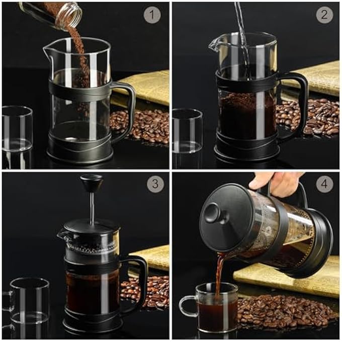 PARACITY French Press CoffeeTea Maker Camping CoffeeTea Press Of 304 Stainless Steel Filter And Heat Resistant Glass Cold Brew Coffee Maker 34 Oz For Travel Home GiftBlack - Image 5