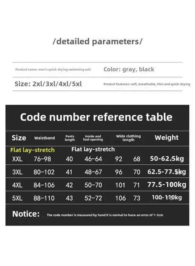 Swimwear Men's Professional Anti-embarrassment Plus Size Loose Double-layer Swimming Trunks Sunscreen Hot Spring Full Body Men's Swimwear Suit-Color:Black Swim Cap 2385-Top Pants-