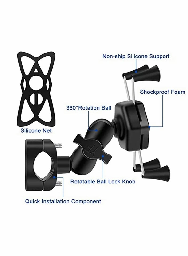 SYOSI Bike Phone Holder, Bicycle Motorcycle Phone Mount Stainless Mount Universal Fit on Stroller, for Bicycle Motorcycle Motorbike, 360 Degree Rotation (Black) - Image 2