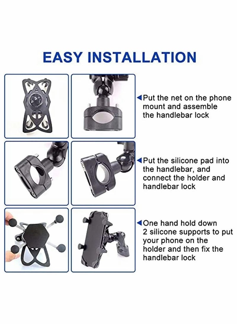 SYOSI Bike Phone Holder, Bicycle Motorcycle Phone Mount Stainless Mount Universal Fit on Stroller, for Bicycle Motorcycle Motorbike, 360 Degree Rotation (Black) - Image 5