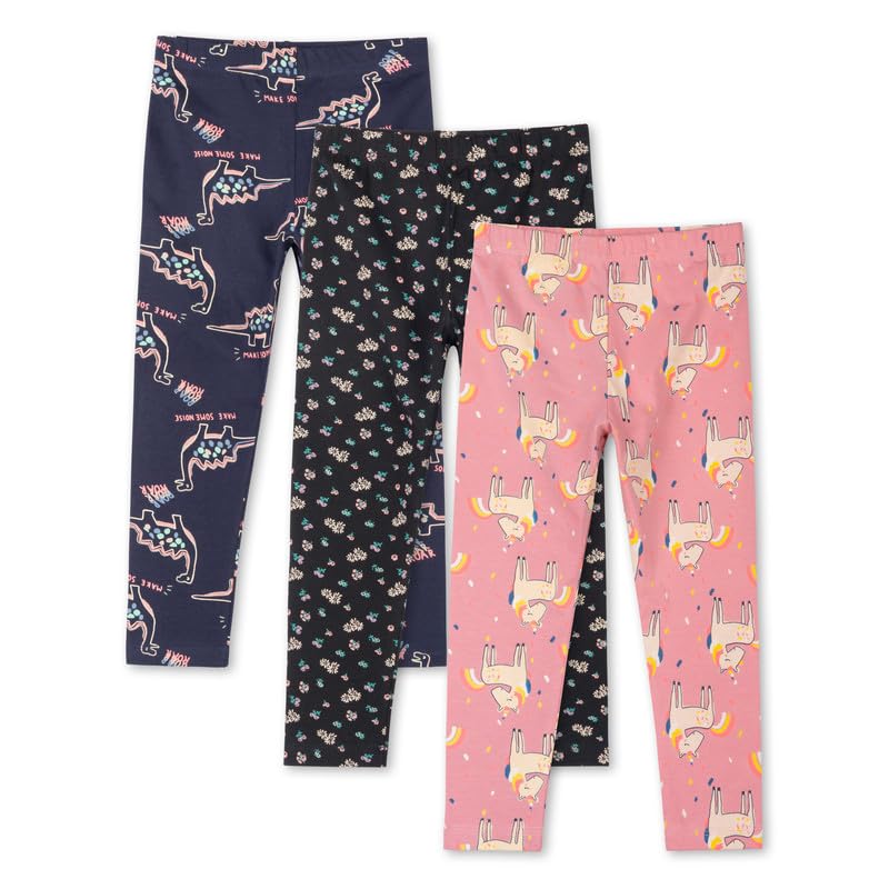 ARIEL Girls Cotton Printed Regular Fit Non-Transparent Ankle Length Leggings (AR-G-Leg-P3-910-(blFlo+org+navroa)_010_Multicolor_9 Years - 10 Years) - Image 3