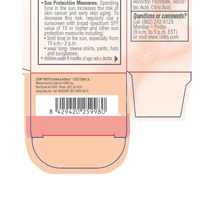 ISDIN Eryfotona Actinica Zinc Oxide and 100% Mineral Sunscreen Broad Spectrum SPF 50+, No White Cast, Suitable for Sensitive Skin - Image 4