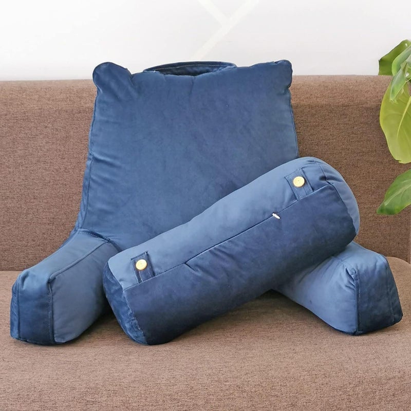 Durable Portable Reading Pillow, Soft and Sturdy Back Support Pad, Comfortable Washable Backrest Pillow(Color:Blue) - Image 1