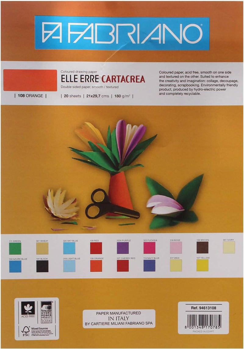 Fabriano elle erre drawing papers elle erre, 21x29.7 cm - orange