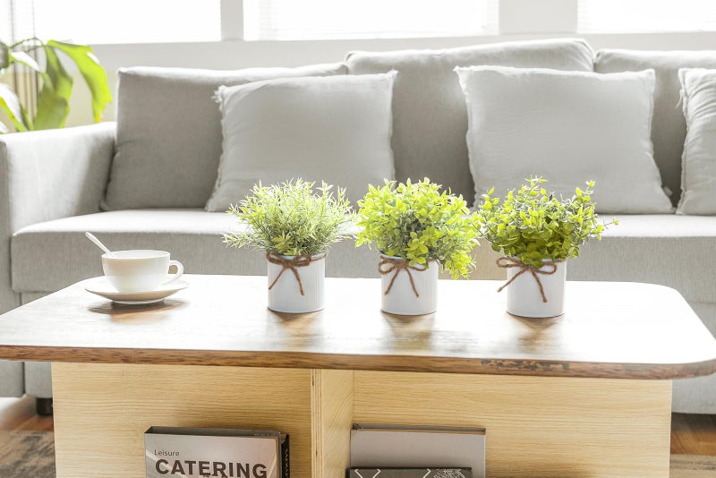 Mkono Fake Plants in Farmhouse Galvanized Metal Pots Table Centerpiece Rustic Home Decor, 3 Pack Potted Artificial Plants Faux Eucalyptus for Shelf Indoor Dining Room Office - Image 5