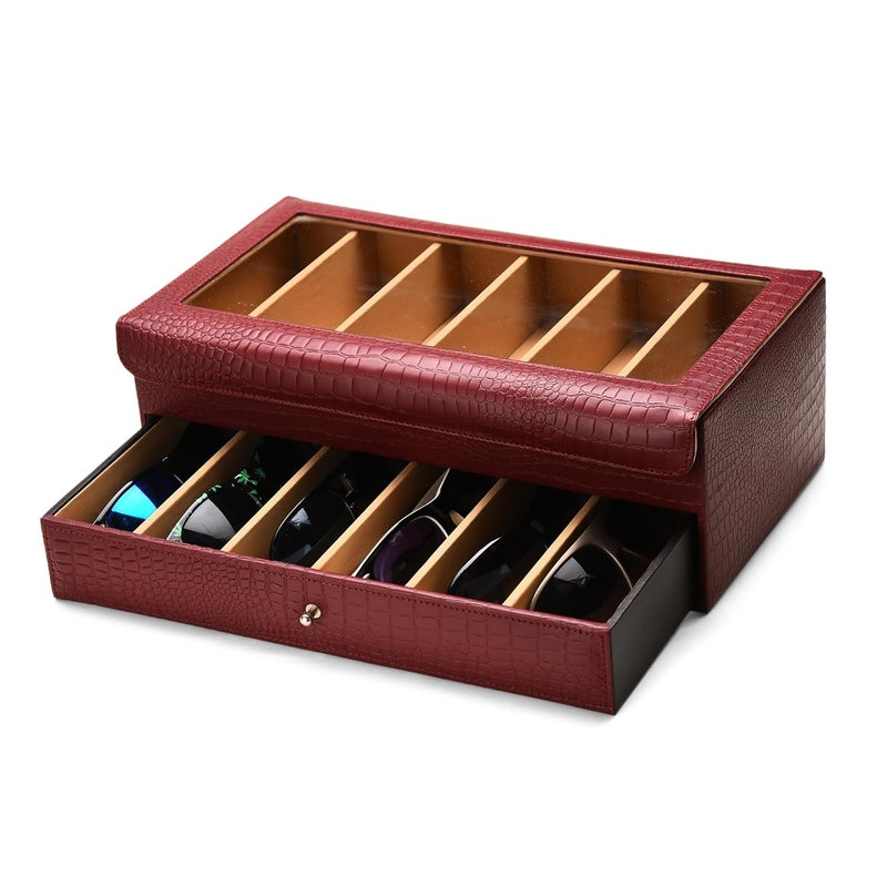 THE CASE PU Leather Croco Print For Men And Women Premium Sunglasses,Goggles And Eyeglasses Storage,Organizer Box Case - Image 2