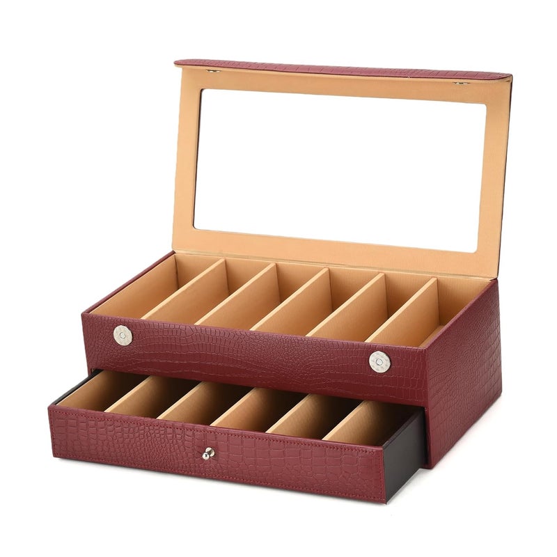 THE CASE PU Leather Croco Print For Men And Women Premium Sunglasses,Goggles And Eyeglasses Storage,Organizer Box Case - Image 1